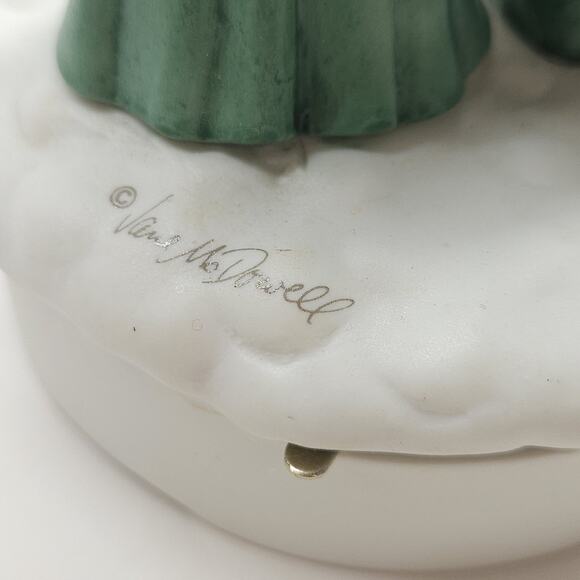 Vtg Christmas Carolers Dog Music Box Deck the Halls Signed Jane McDowell WORKS - Picture 10 of 10